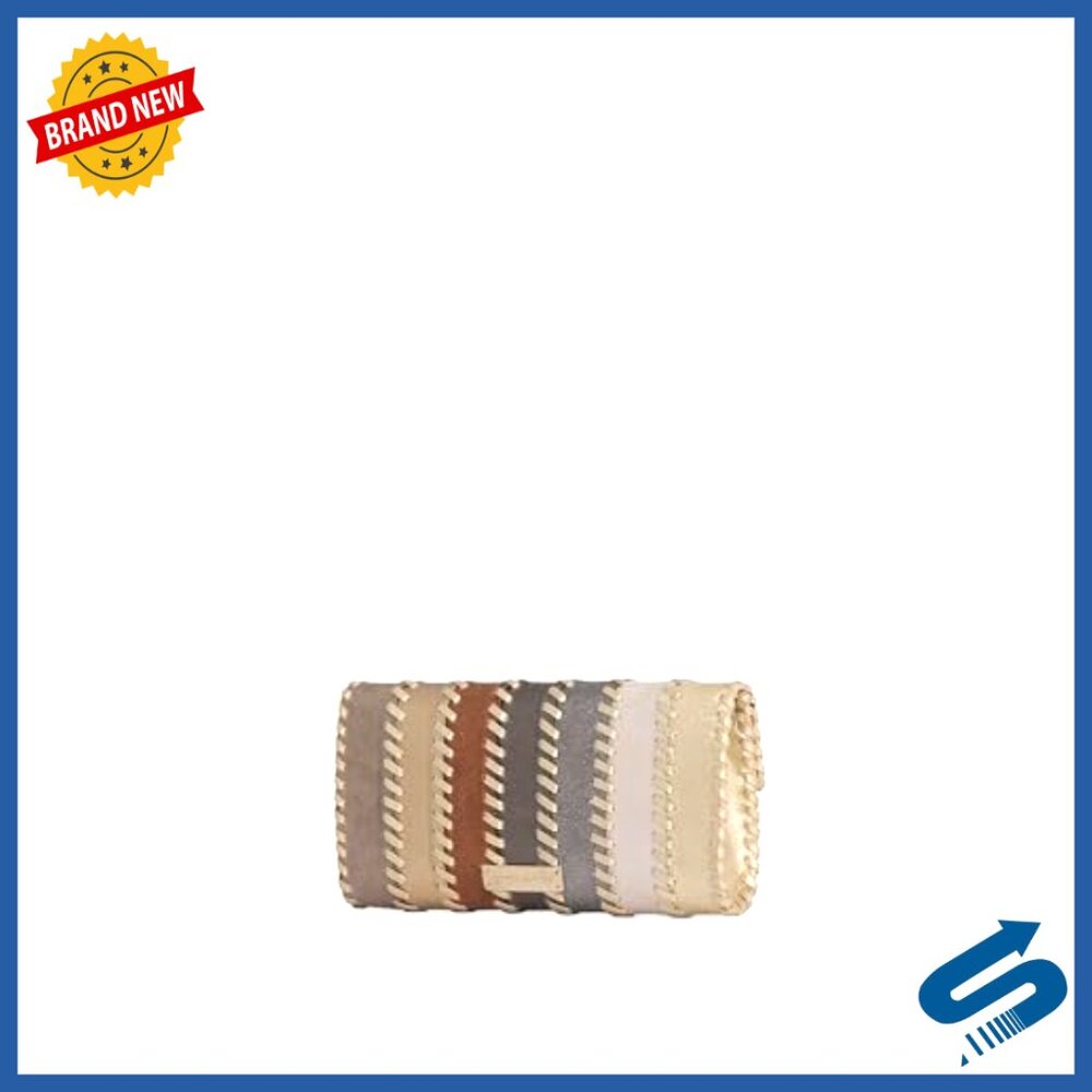 Leather Patchwork Clutch Foldover Statement Piece… - image 2